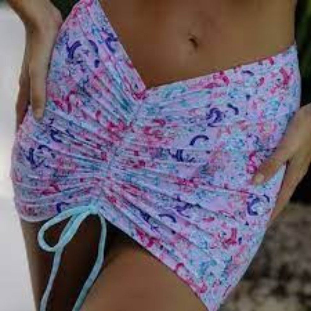 Revolve x VDM Natalie Ruched Dragons Swim Cover Up‎ Skirt Medium - Picture 2 of 8